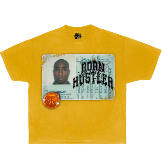 2PAC Inmate Card Boxy Garment Dyed Shirt Yellow, Black, or White