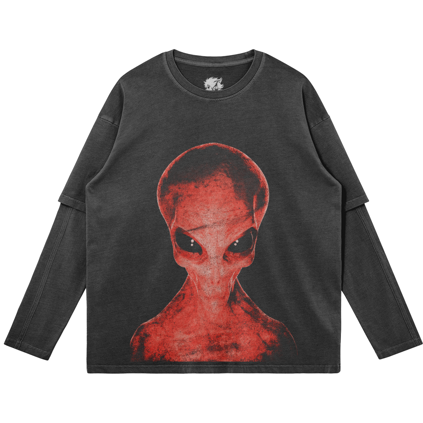 District 9 Faded Faux-layered Faded Long Sleeve