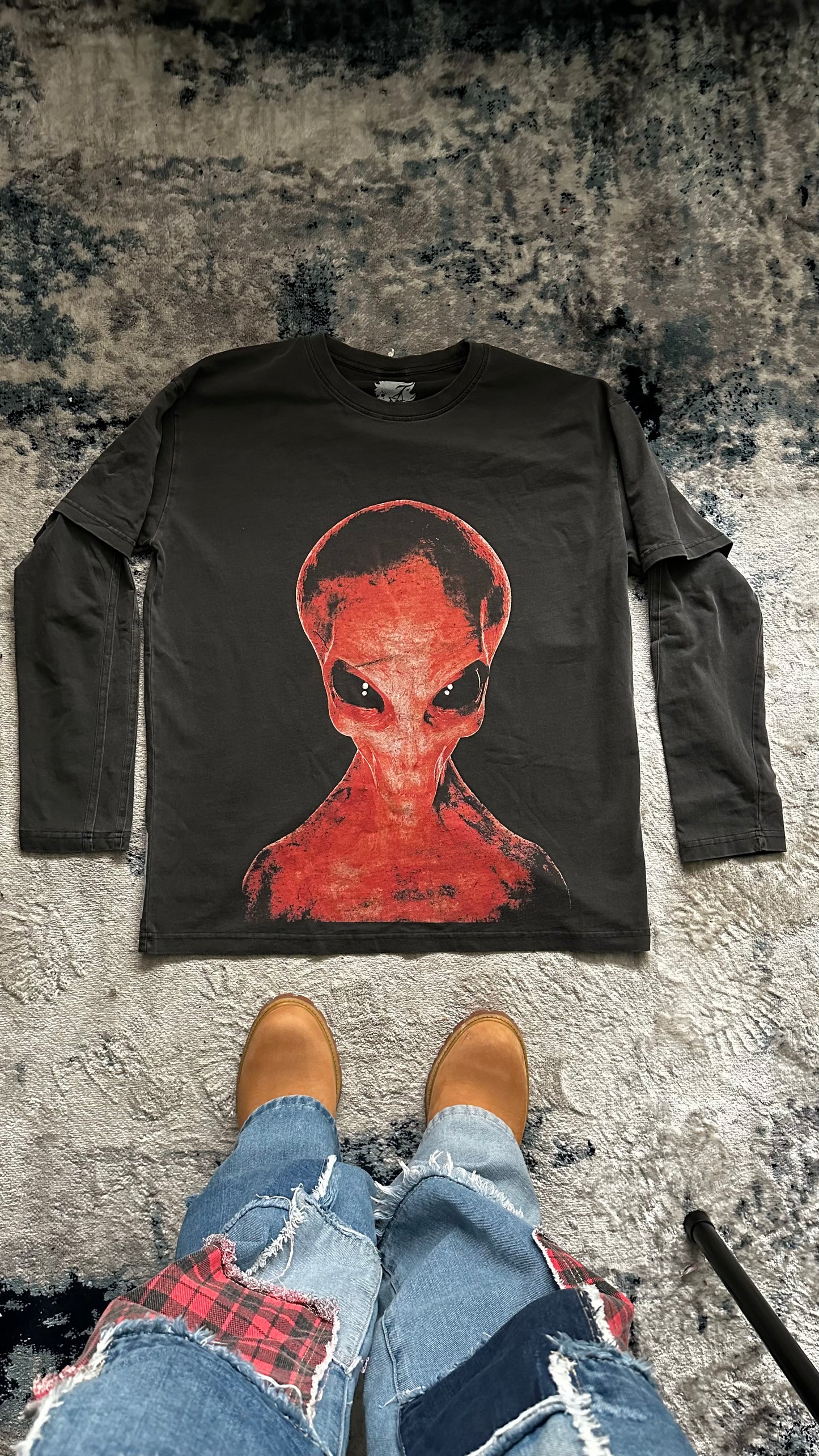 District 9 Faded Faux-layered Faded Long Sleeve