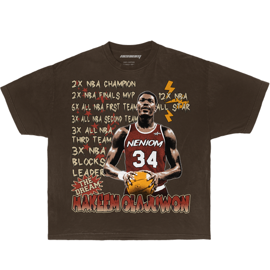 Hakeem Olajuwon "The Dream" Careers Achievements Shirt Available in BLK/WHT/BRWN